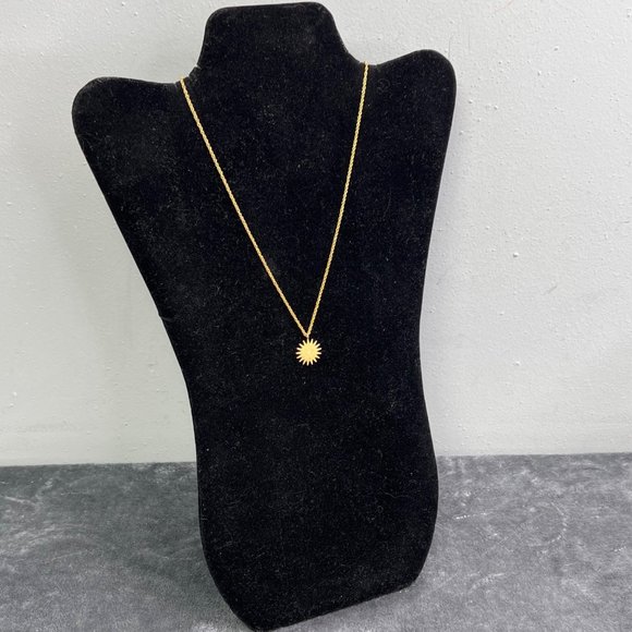 Madewell Sun Necklace Gold Plated Brass CZ Stone 21 inch Chain - Picture 3 of 8